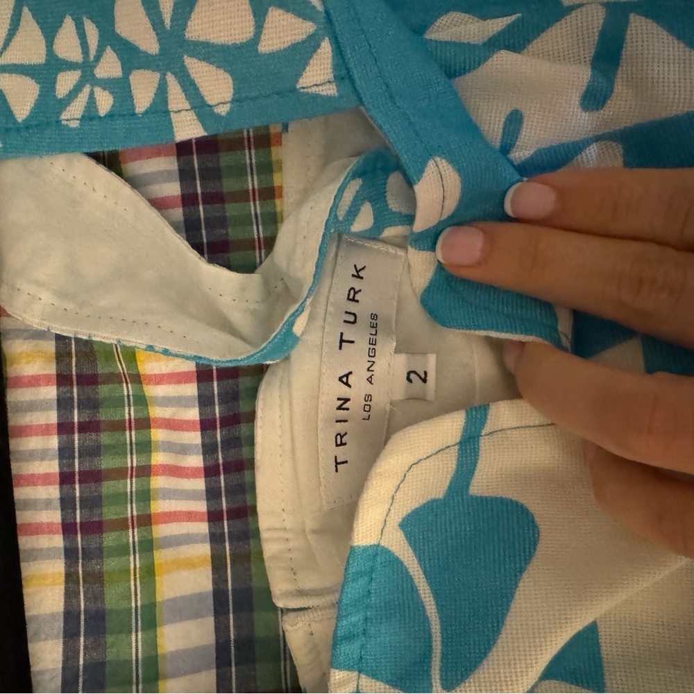 Vintage Trina Turk Blue and White floral Dress size 2 - Picture 2 of 2